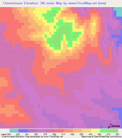 Charmimazar,Azerbaijan Elevation Map