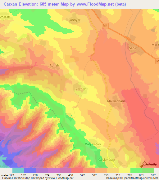 Carxan,Azerbaijan Elevation Map