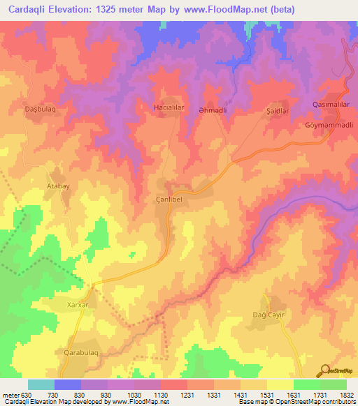 Cardaqli,Azerbaijan Elevation Map