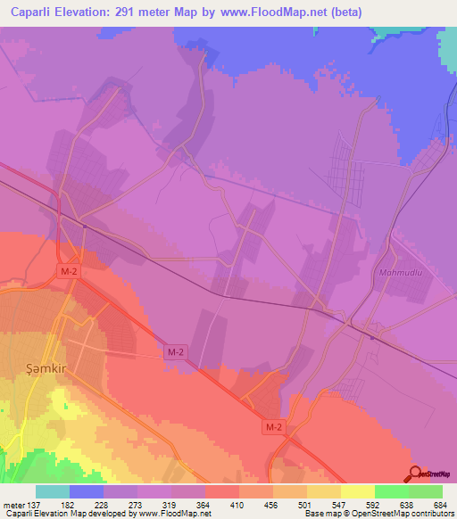 Caparli,Azerbaijan Elevation Map