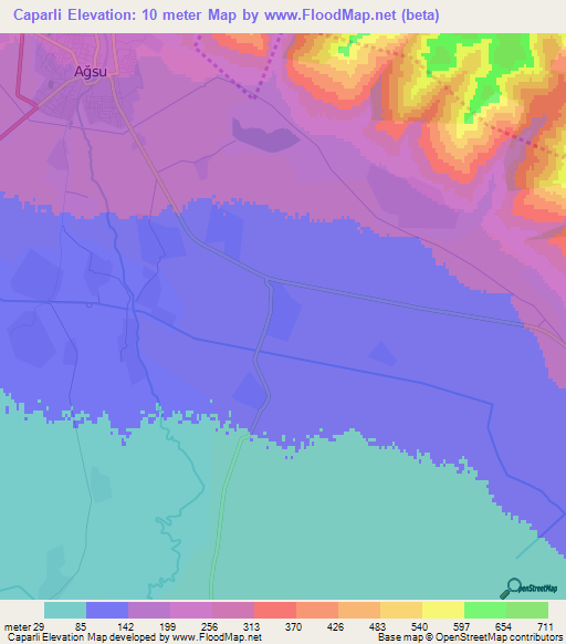 Caparli,Azerbaijan Elevation Map