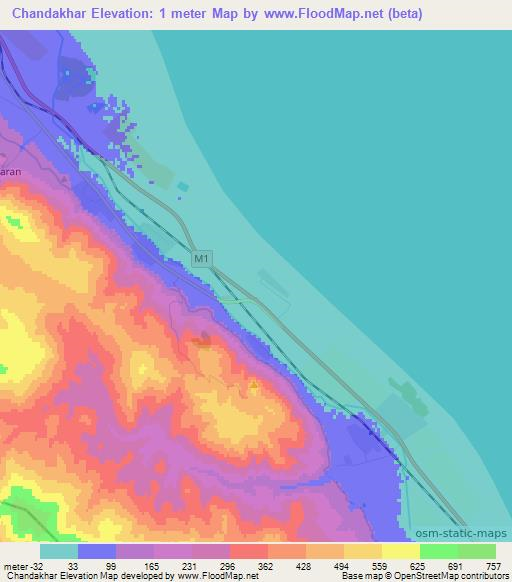 Chandakhar,Azerbaijan Elevation Map