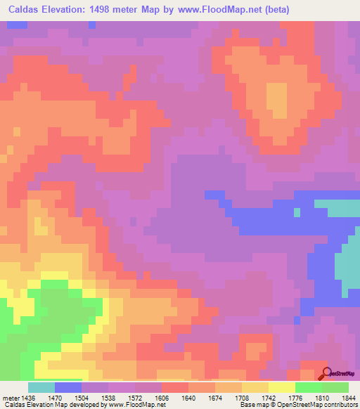 Caldas,Azerbaijan Elevation Map