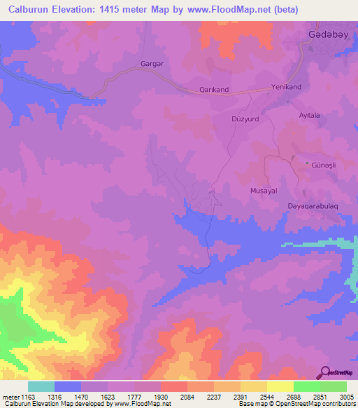 Calburun,Azerbaijan Elevation Map