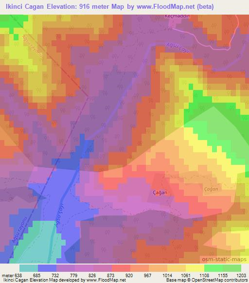 Ikinci Cagan,Azerbaijan Elevation Map