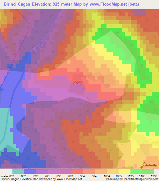Birinci Cagan,Azerbaijan Elevation Map
