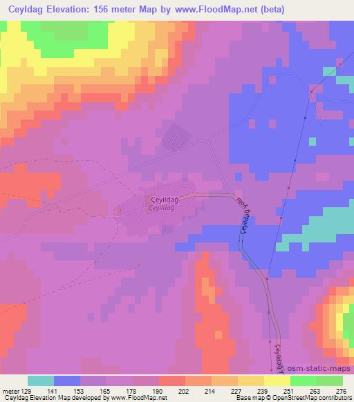 Ceyldag,Azerbaijan Elevation Map
