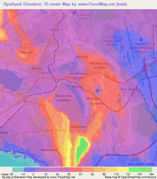 Byulbyuti,Azerbaijan Elevation Map