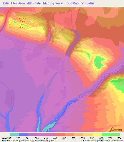 Bilix,Azerbaijan Elevation Map