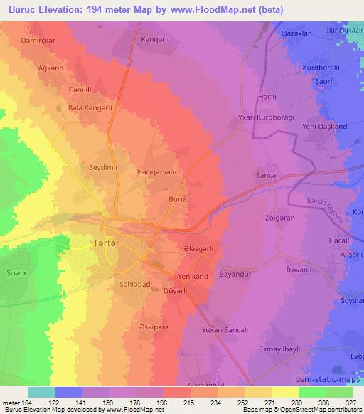 Buruc,Azerbaijan Elevation Map