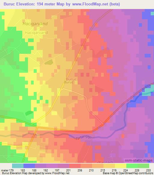 Buruc,Azerbaijan Elevation Map