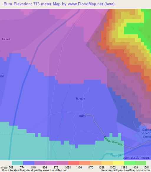 Bum,Azerbaijan Elevation Map