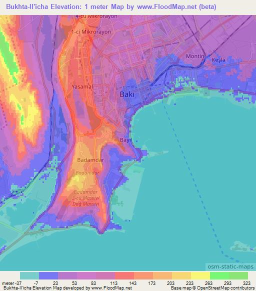 Bukhta-Il'icha,Azerbaijan Elevation Map