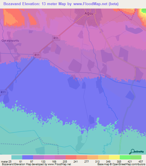 Bozavand,Azerbaijan Elevation Map