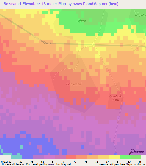 Bozavand,Azerbaijan Elevation Map