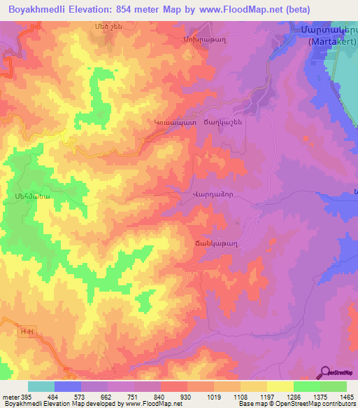 Boyakhmedli,Azerbaijan Elevation Map
