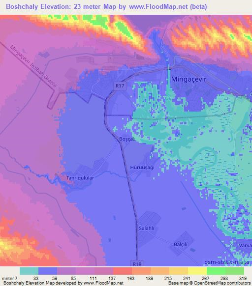 Boshchaly,Azerbaijan Elevation Map