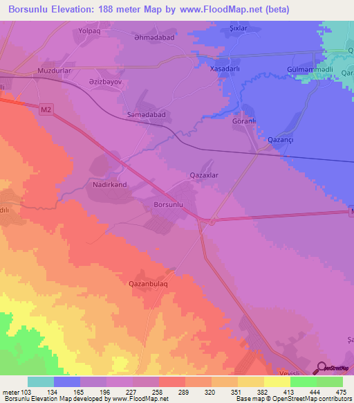 Borsunlu,Azerbaijan Elevation Map