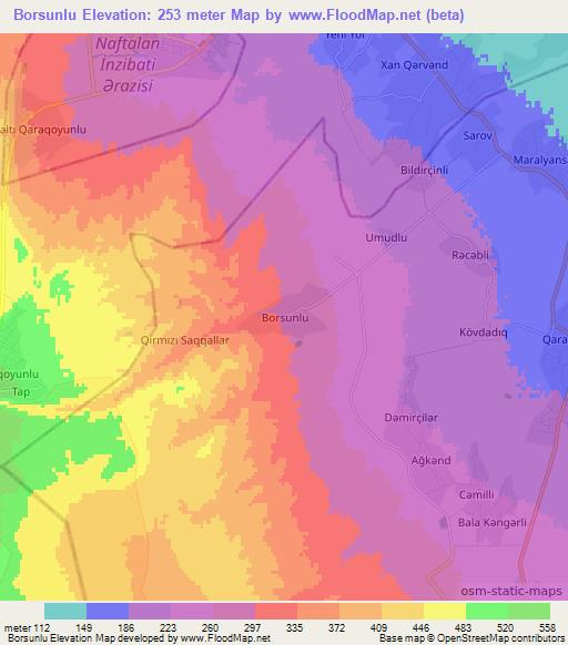 Borsunlu,Azerbaijan Elevation Map