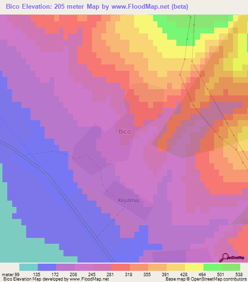 Bico,Azerbaijan Elevation Map
