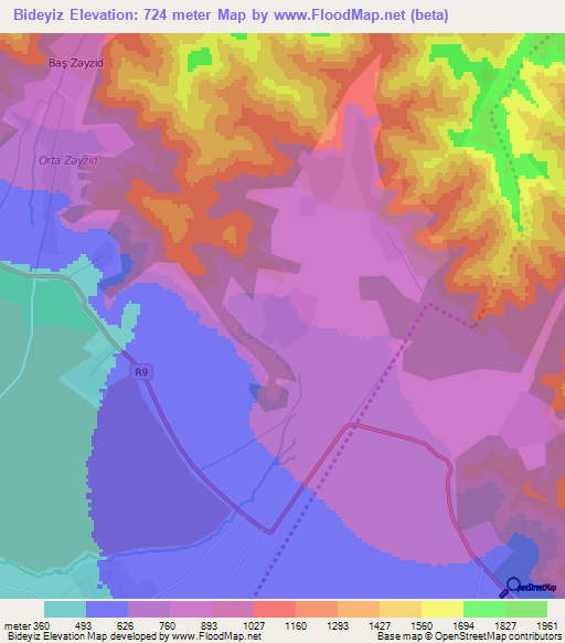 Bideyiz,Azerbaijan Elevation Map