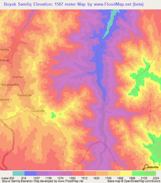 Boyuk Samliq,Azerbaijan Elevation Map