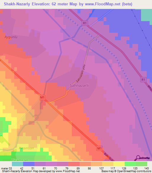 Shakh-Nazarly,Azerbaijan Elevation Map