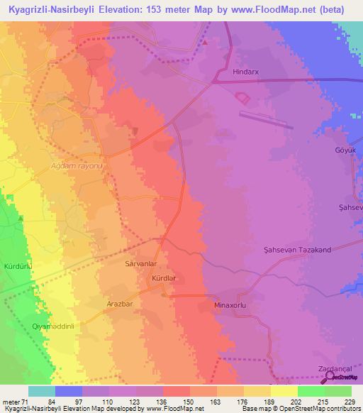 Kyagrizli-Nasirbeyli,Azerbaijan Elevation Map