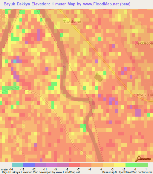 Beyuk Dekkya,Azerbaijan Elevation Map