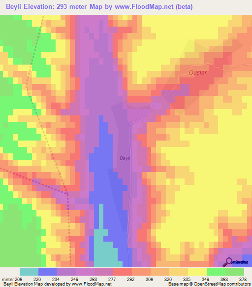 Beyli,Azerbaijan Elevation Map