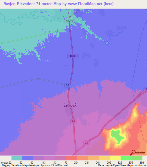 Bayjeq,Iran Elevation Map