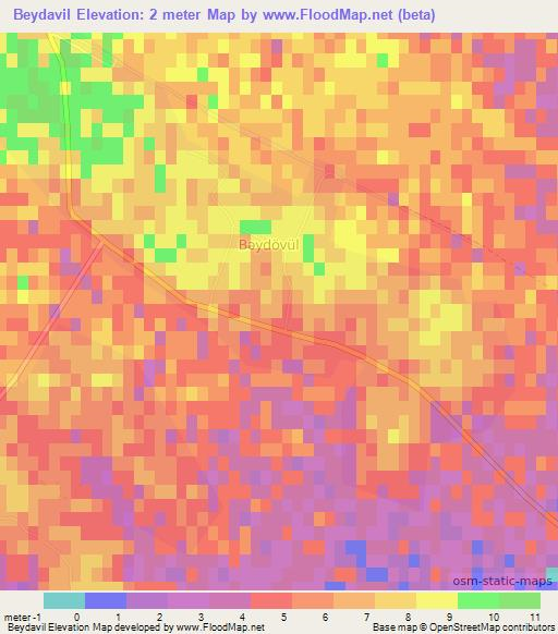 Beydavil,Azerbaijan Elevation Map