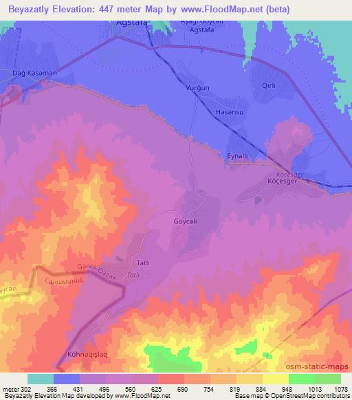 Beyazatly,Azerbaijan Elevation Map