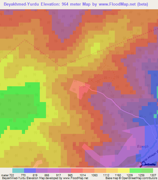 Beyakhmed-Yurdu,Azerbaijan Elevation Map