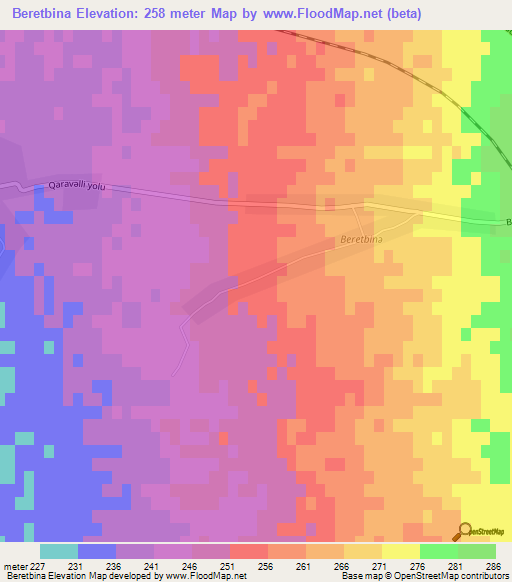 Beretbina,Azerbaijan Elevation Map
