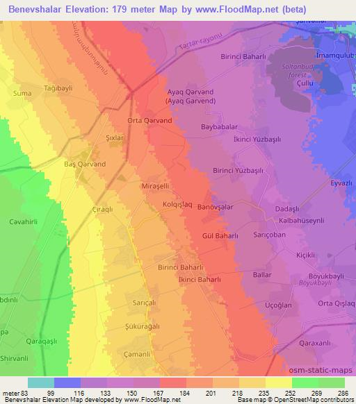 Benevshalar,Azerbaijan Elevation Map