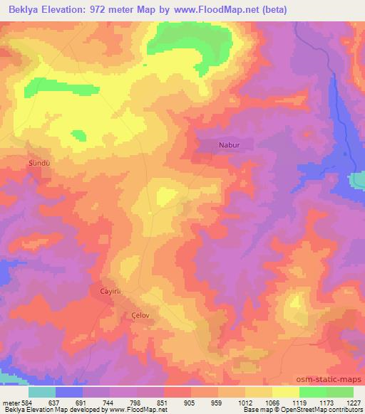 Beklya,Azerbaijan Elevation Map