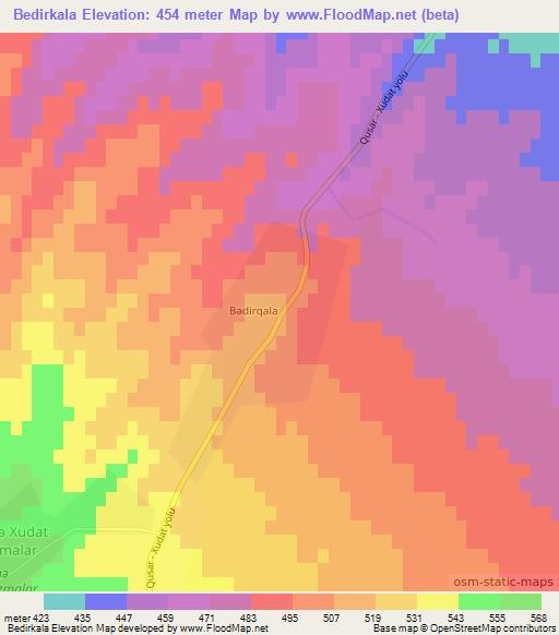 Bedirkala,Azerbaijan Elevation Map