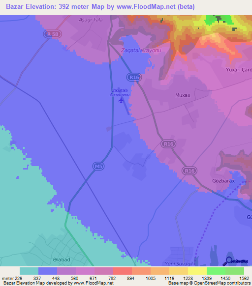 Bazar,Azerbaijan Elevation Map