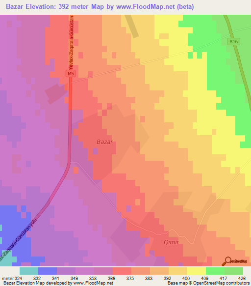 Bazar,Azerbaijan Elevation Map