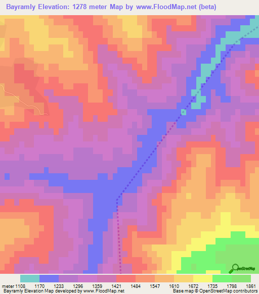 Bayramly,Azerbaijan Elevation Map