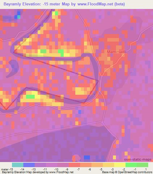 Bayramly,Azerbaijan Elevation Map