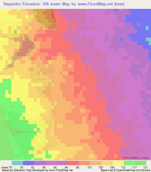 Bayandur,Azerbaijan Elevation Map