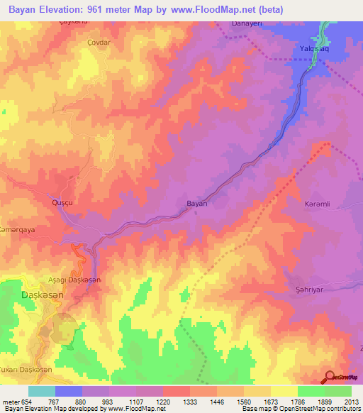 Bayan,Azerbaijan Elevation Map