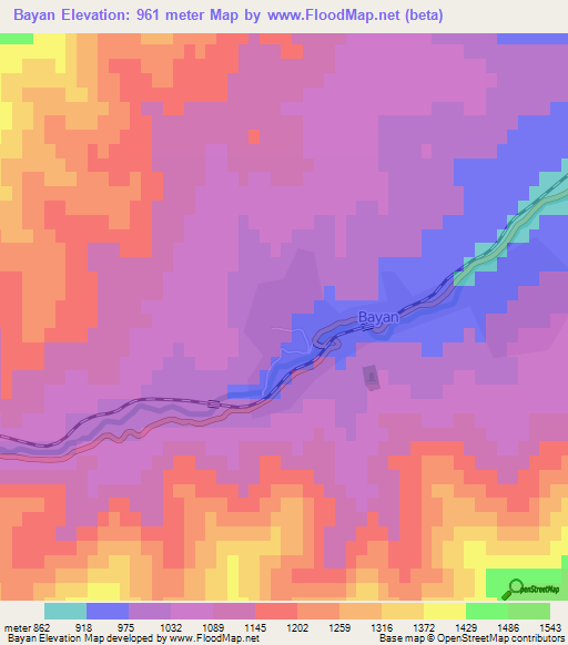Bayan,Azerbaijan Elevation Map