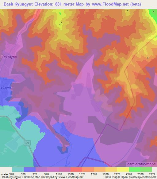 Bash-Kyungyut,Azerbaijan Elevation Map