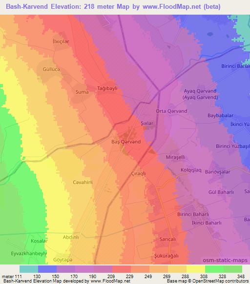 Bash-Karvend,Azerbaijan Elevation Map
