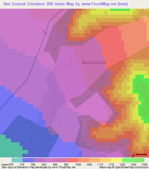 Bas Goynuk,Azerbaijan Elevation Map