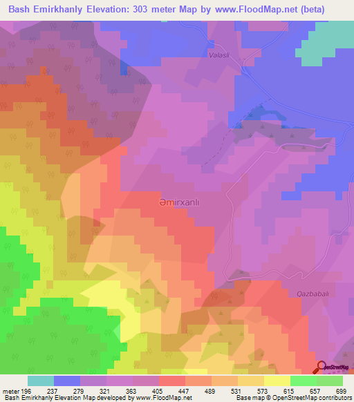 Bash Emirkhanly,Azerbaijan Elevation Map
