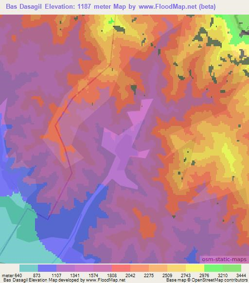 Bas Dasagil,Azerbaijan Elevation Map